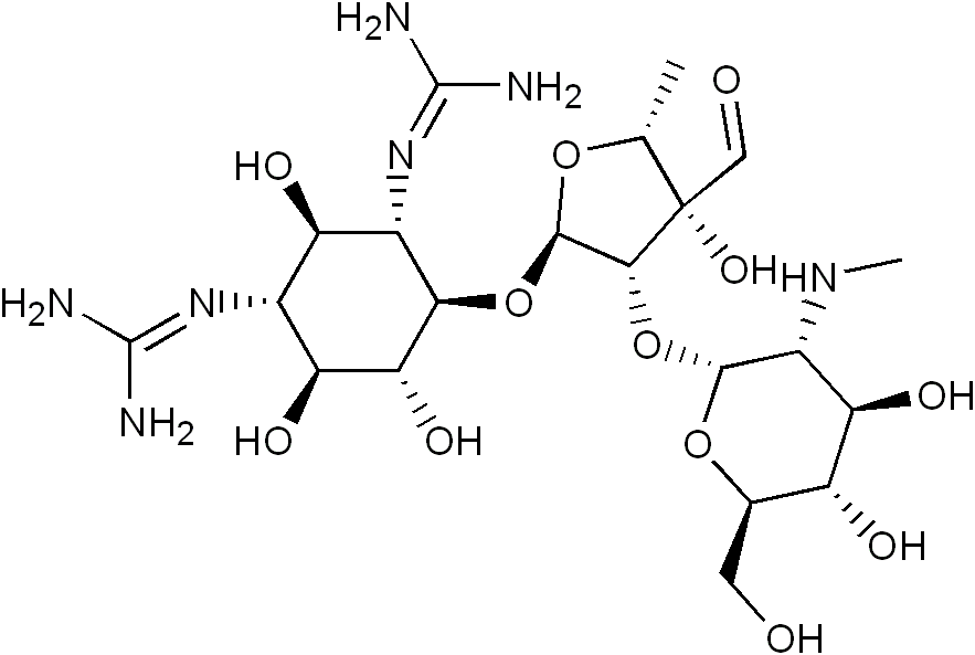 estrutura química de um dos primeiros aminoglicosídeos