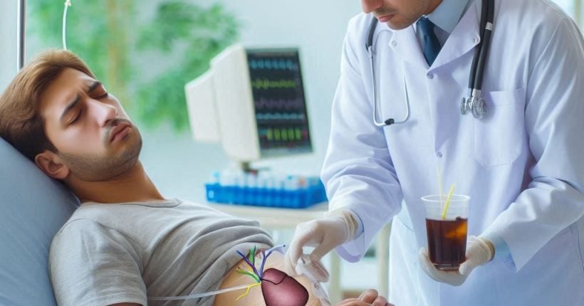 alguem com encefalopatia hepatica num hospital recebendo tratamento