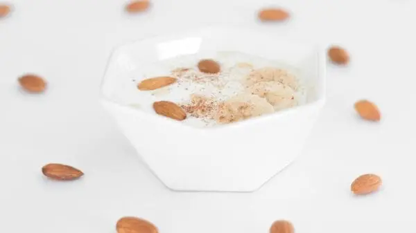 white ceramic bowl with brown liquid - iogurte natural integral